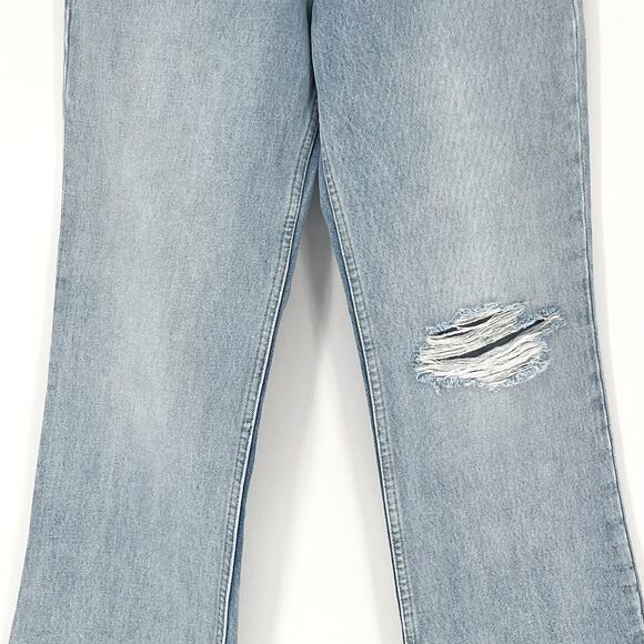 RE/DONE 70s Bootcut Jeans Light Worn 7 Distressed Knee Light Wash Cotton Size 25 - Picture 3 of 7